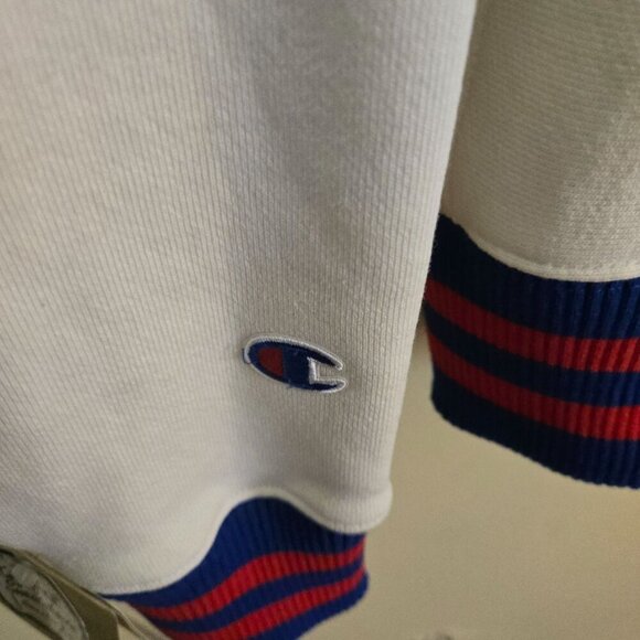 Champion NWT Reverse Weave Yarn Dyed Hoodie Red Blue Band Trim Size L - Picture 10 of 13